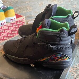 Jordan Kids Black Sneakers with Green Highlights